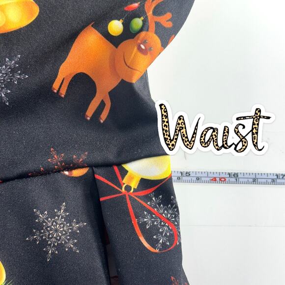 OUGES Floral Fit & Flare Christmas Print Dress M Multi Sleeveless Holiday Party - Picture 9 of 10